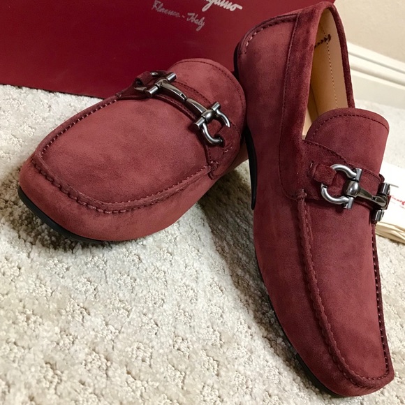 Salvatore Ferragamo Loafer Drivers Wine 